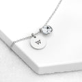 Personalised Monogram Silver Birthstone Crystal and Disc