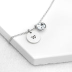 Personalised Monogram Silver Birthstone Crystal and Disc