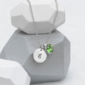 Personalised Monogram Silver Birthstone Crystal and Disc