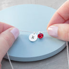 Personalised Monogram Silver Birthstone Crystal and Disc