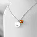 Personalised Monogram Silver Birthstone Crystal and Disc
