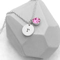 Personalised Monogram Silver Birthstone Crystal and Disc