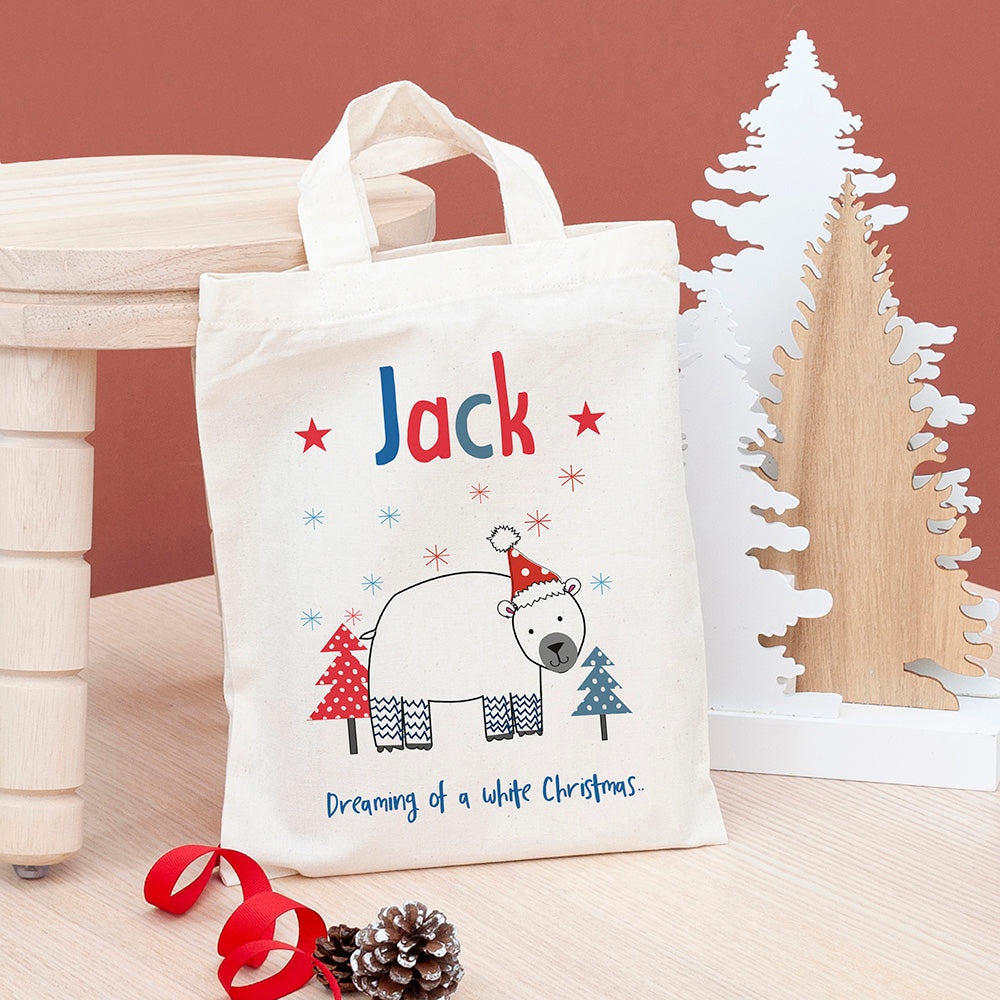 Personalised Natural Christmas Party Bag