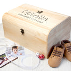 Personalised New Baby Keepsake Wooden Chest -  Pram