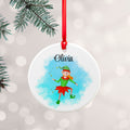 Personalised Playful Elf Christmas Ornament