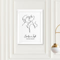 Personalised Romantic Line Art Embracing Couple Print