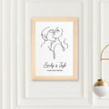 Personalised Romantic Line Art Embracing Couple Print
