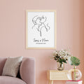 Personalised Romantic Line Art Embracing Couple Print