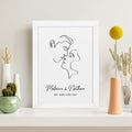 Personalised Romantic Line Art Kissing Couple Print