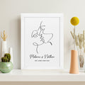 Personalised Romantic Line Art Loving Couple Print