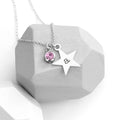 Personalised Silver Star with Birthstone Crystal Necklace