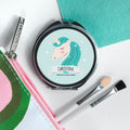 Personalised Sparkle Squad Round Blue Compact Mirror