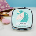 Personalised Sparkle Squad Square Blue Compact Mirror