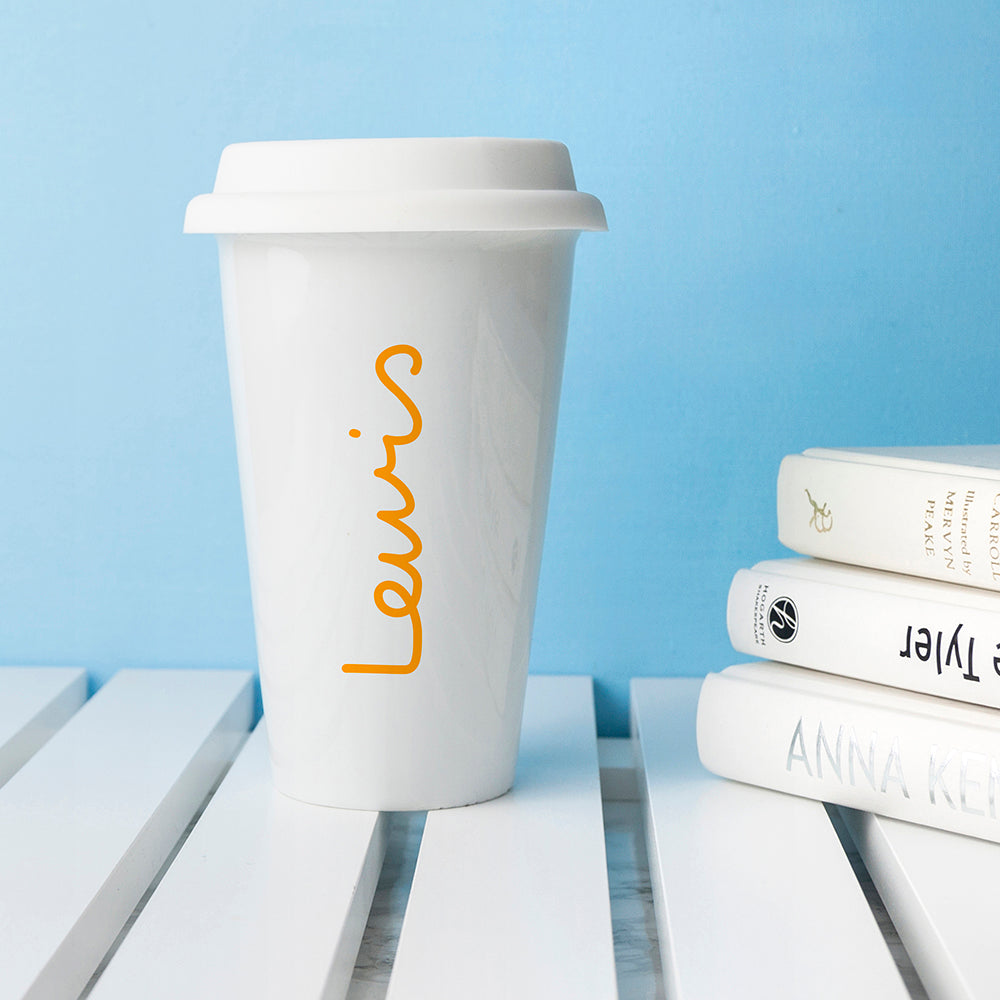 Personalised Summer Style Ceramic Travel Mug - Yellow