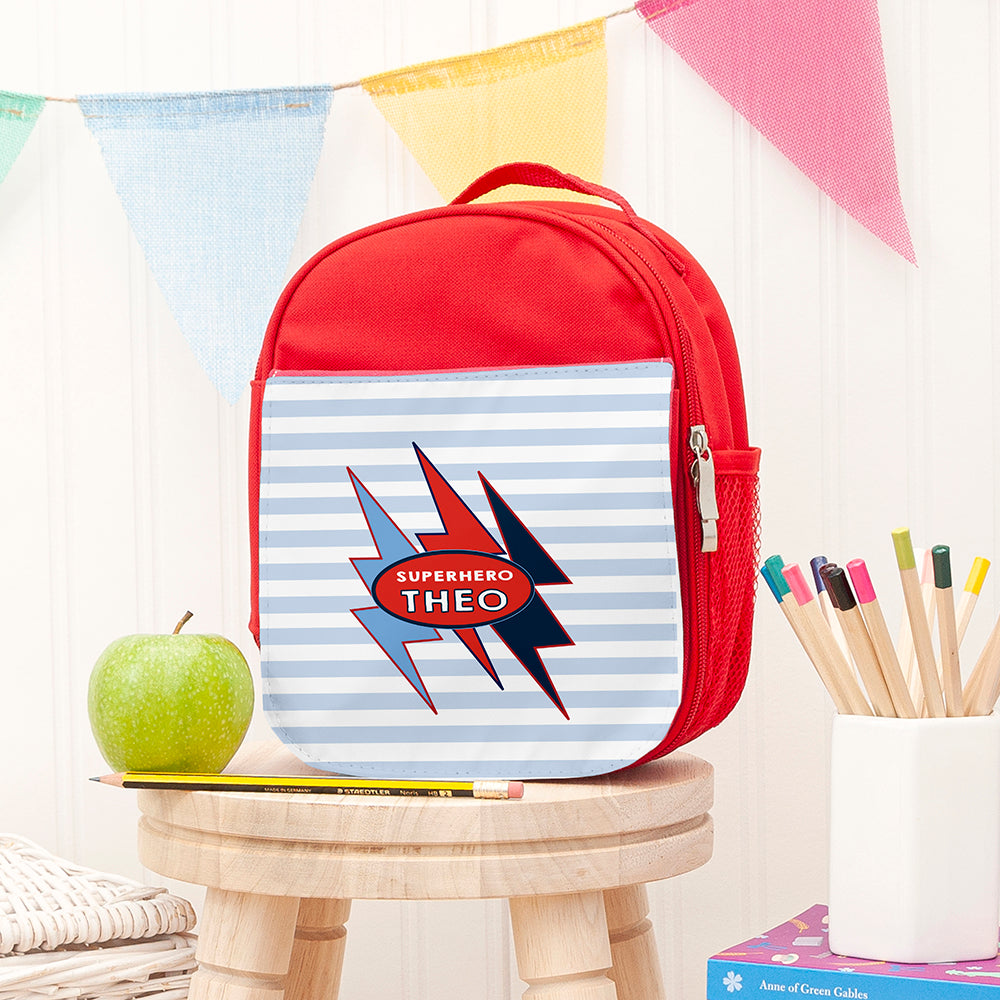 Personalised Superhero Red Lunch Bag