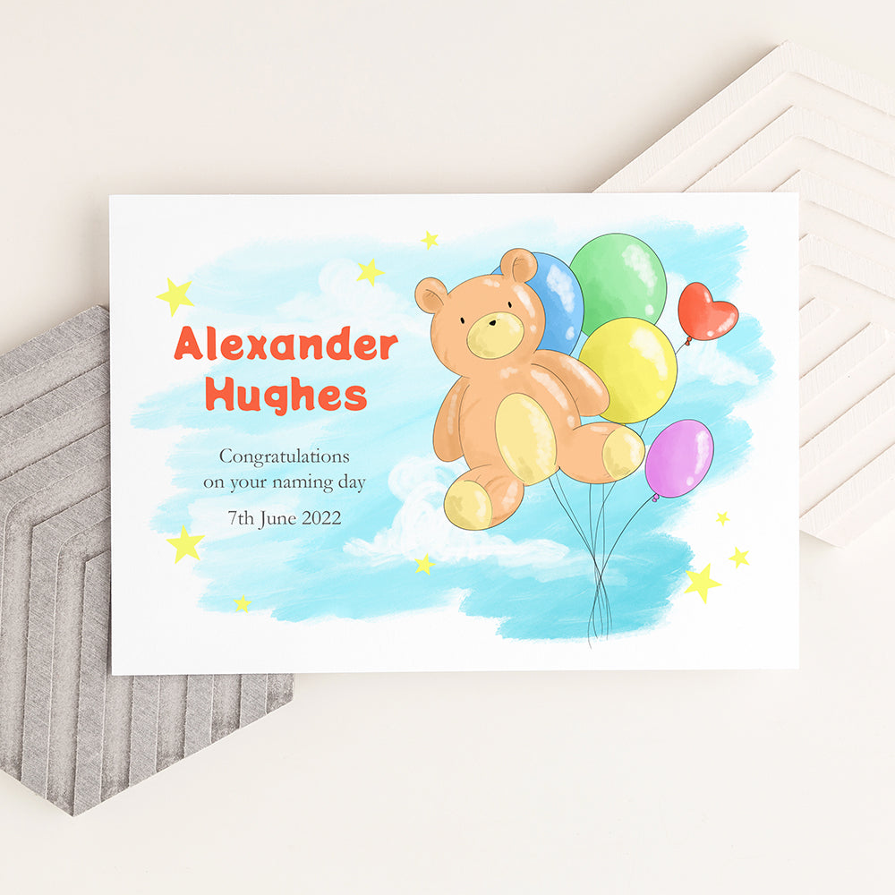 Personalised Teddy Bear Balloon Framed Print