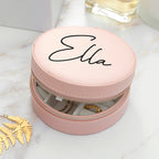 Personalised Treat Republic Blush Pink Round Jewellery Case