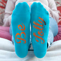 Personalised Turquoise & Terracotta Orange Christmas Day Socks