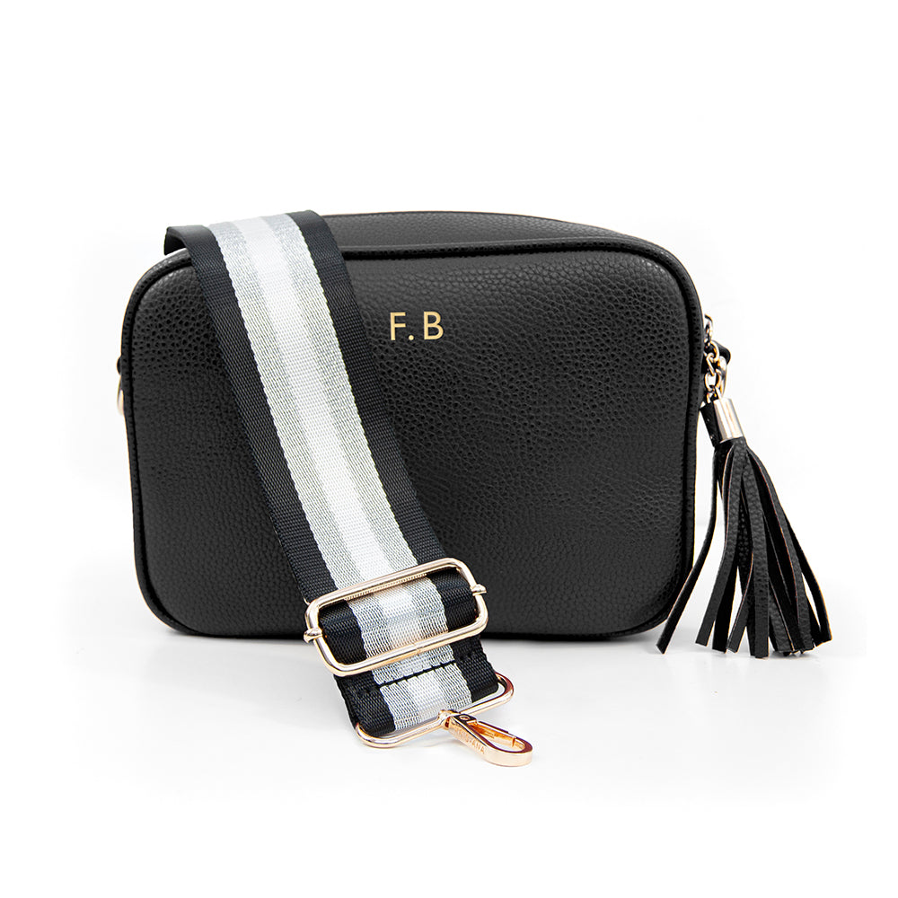 Personalised Luxury Crossbody Bag in Black