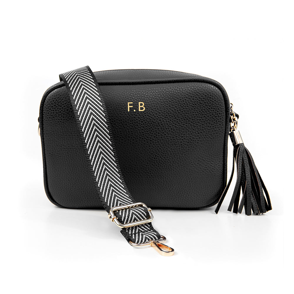 Personalised Luxury Crossbody Bag in Black