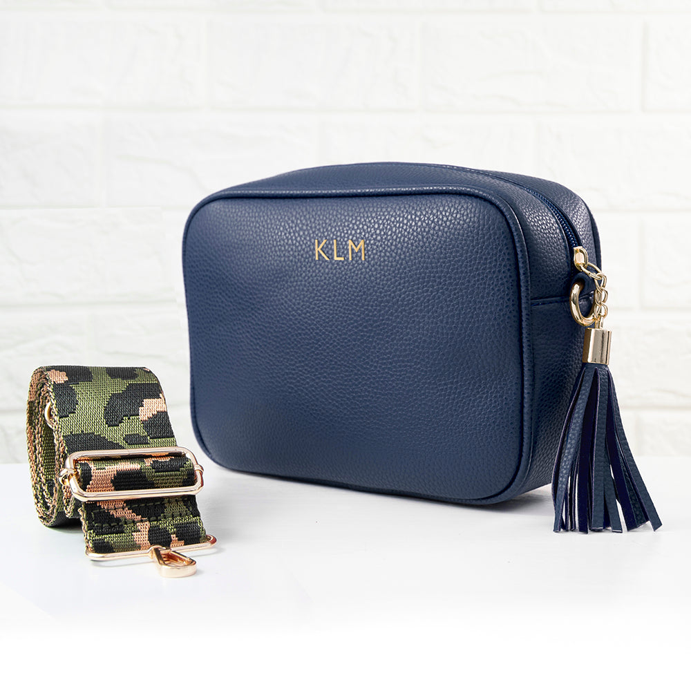 Personalised Luxury Crossbody Bag in Navy