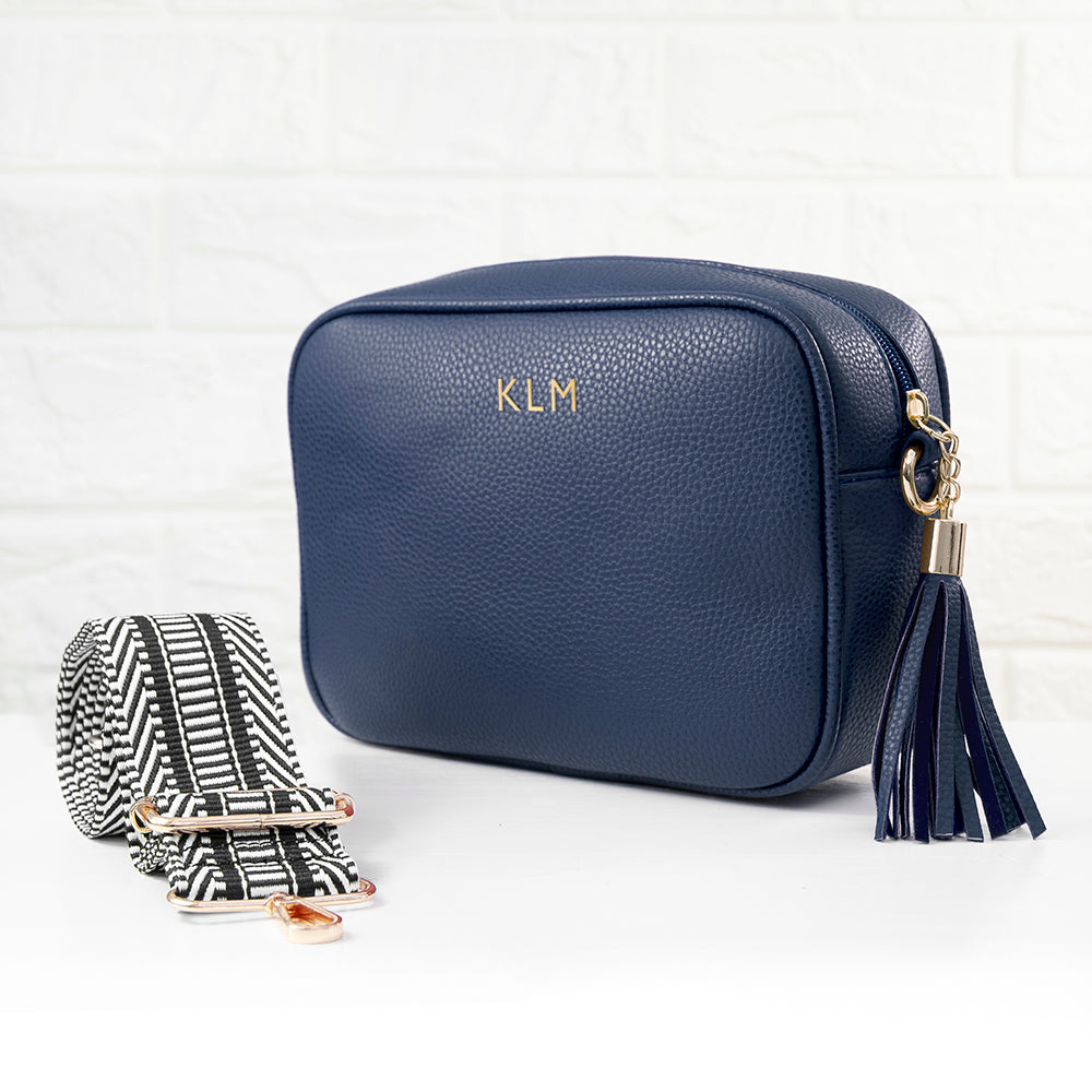 Personalised Luxury Crossbody Bag in Navy