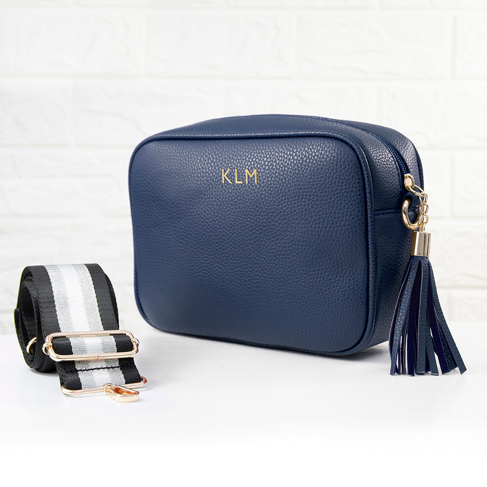 Personalised Luxury Crossbody Bag in Navy