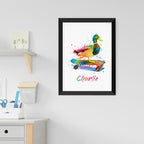 Personalised Watercolour Duck Skateboarding Print