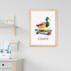 Personalised Watercolour Duck Skateboarding Print