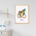 Personalised Watercolour Zebra Cycling Print