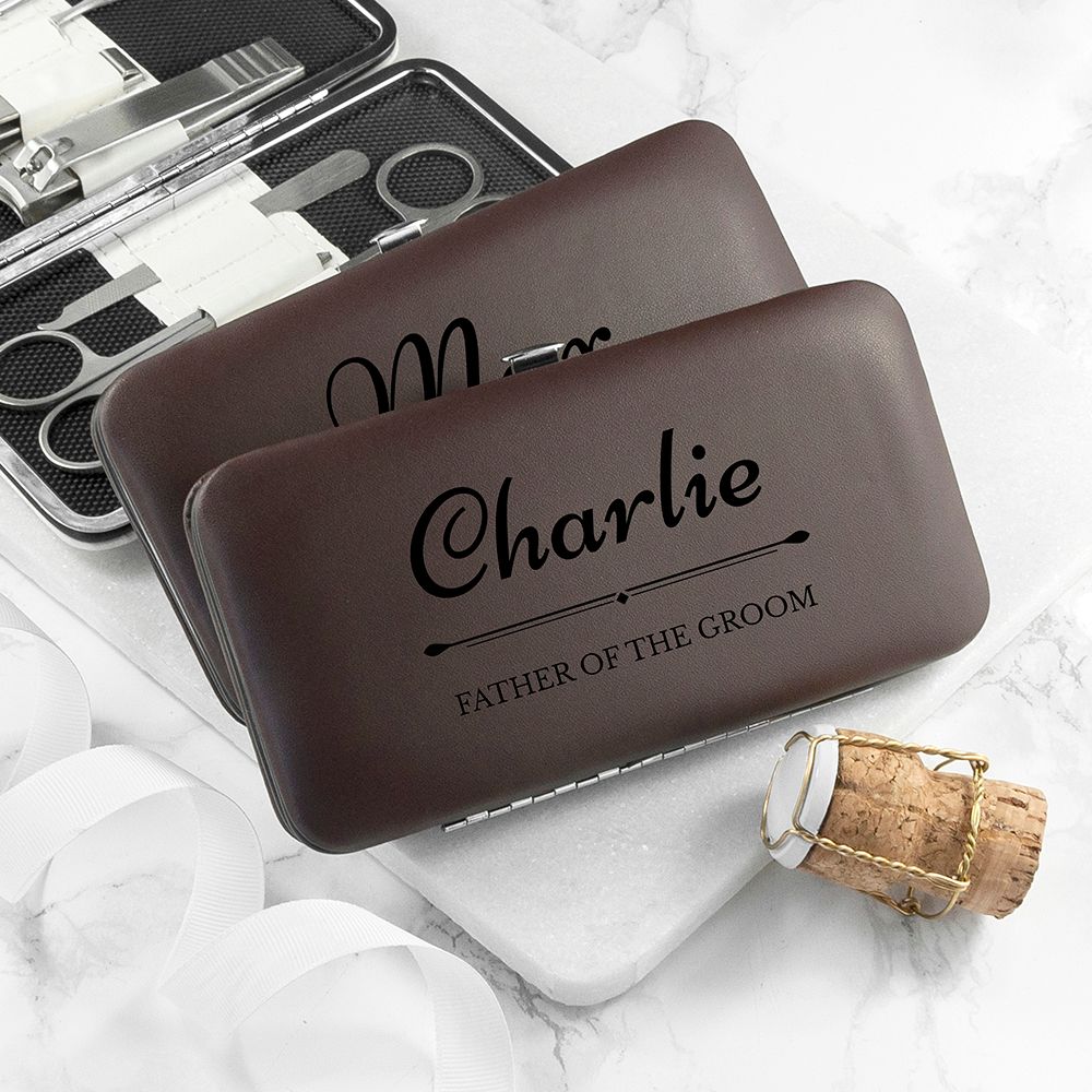 Personalised Wedding Party Grooming Set - Brown