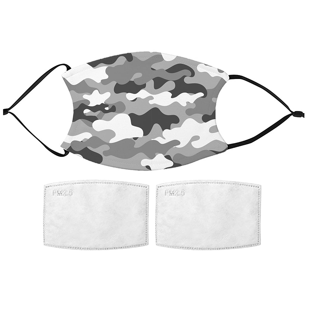 Printed Face Mask - Grey Tones Camo Design