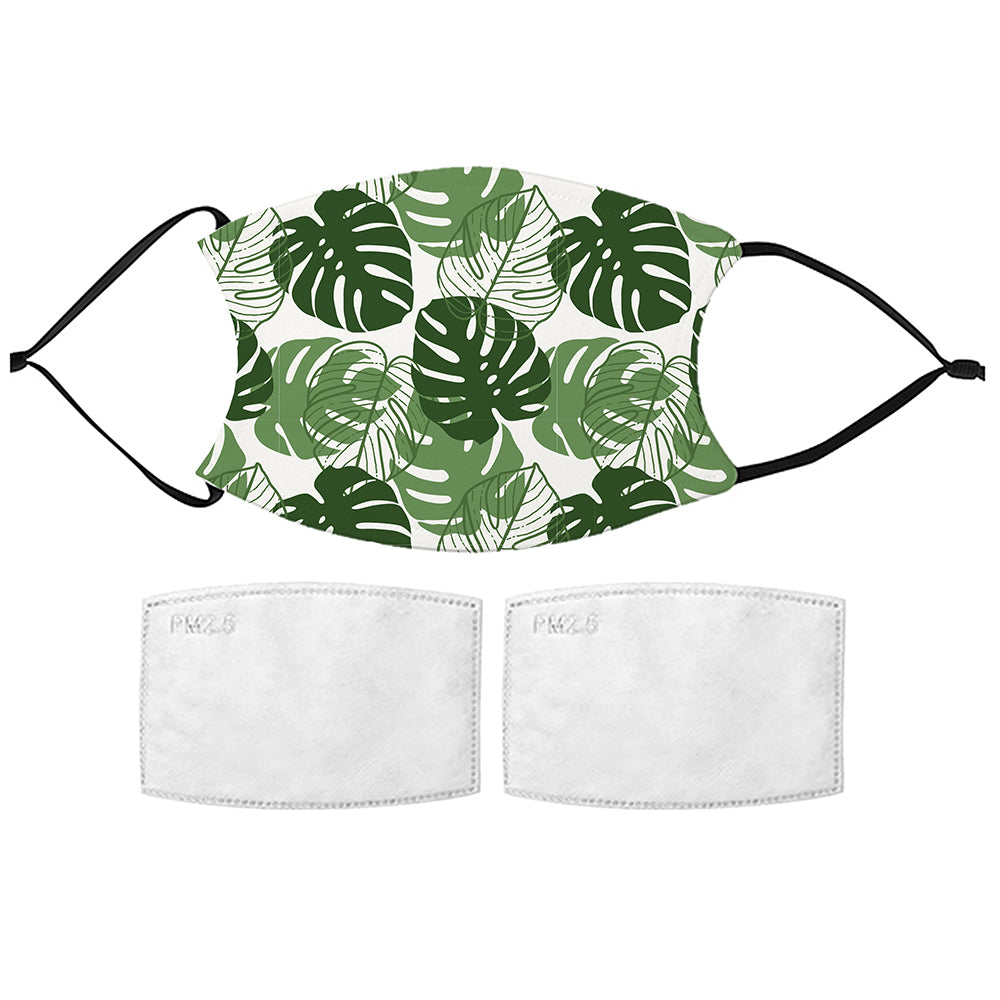 Printed Face Mask - Tropical Leaves Design