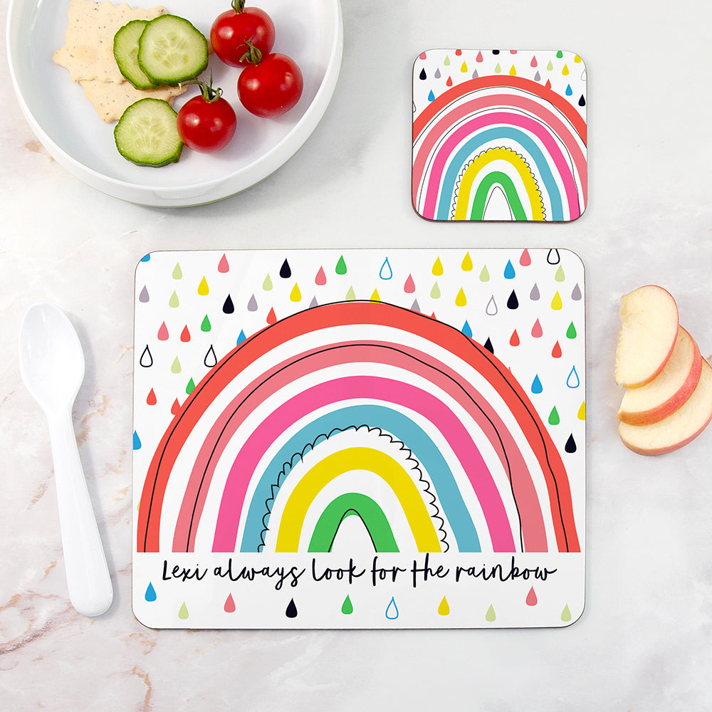 Personalised Children’s Rainbow Placemat Set