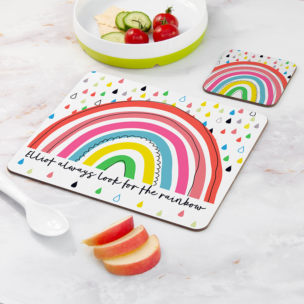Personalised Children’s Rainbow Placemat Set