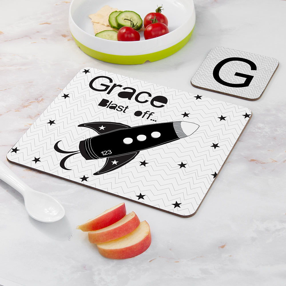 Personalised Children’s Space Rocket Placemat Set