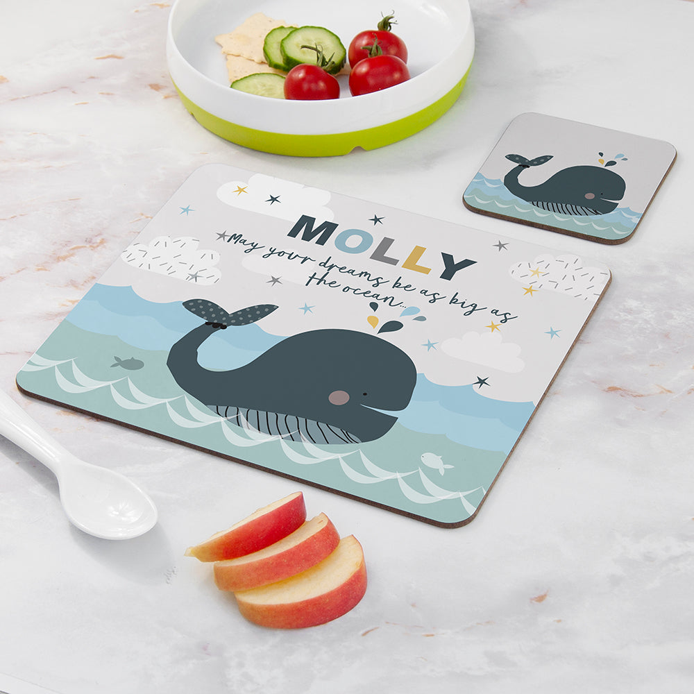 Personalised Children’s Whale Placemat Set