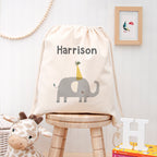 Personalised Elephant Cotton Nursery Bag