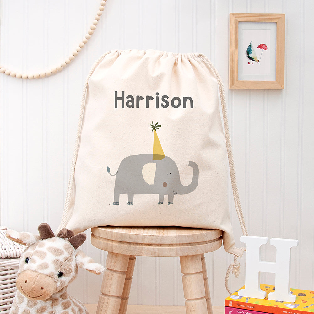 Personalised Elephant Cotton Nursery Bag