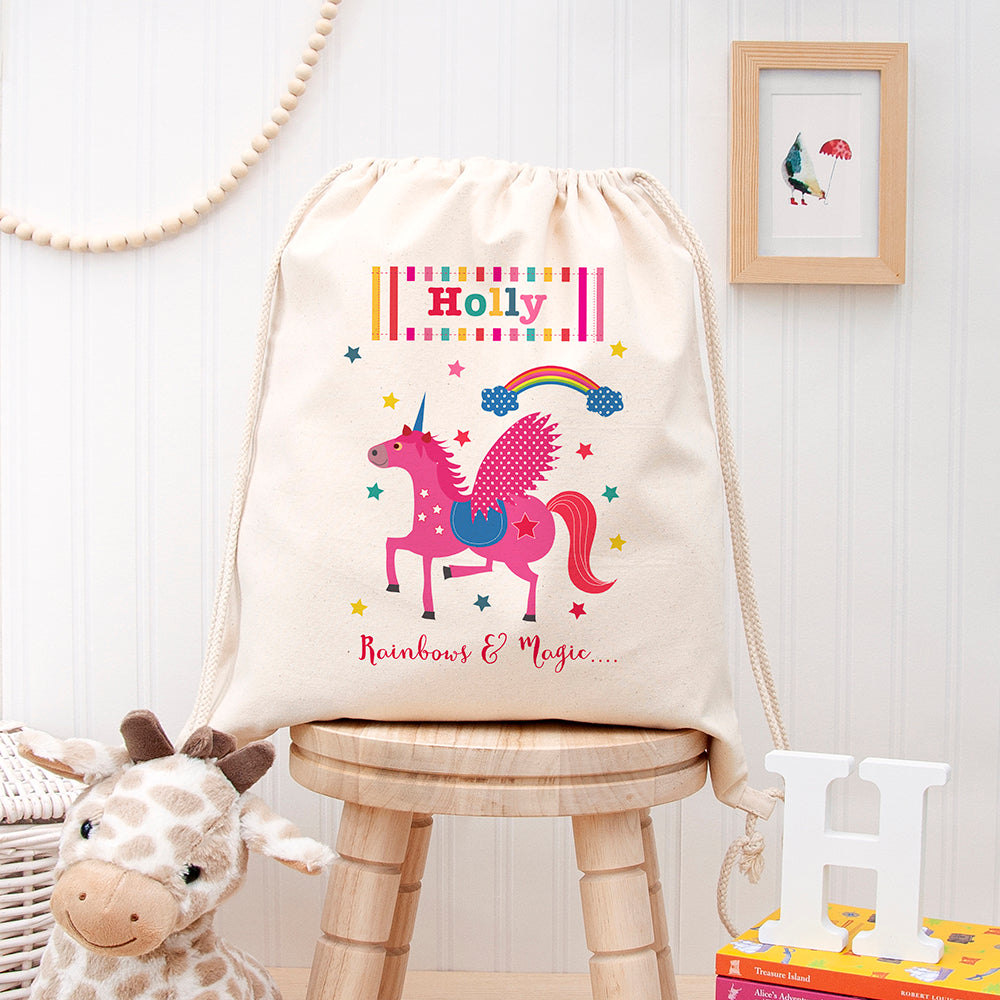 Personalised Unicorn Cotton Nursery Bag