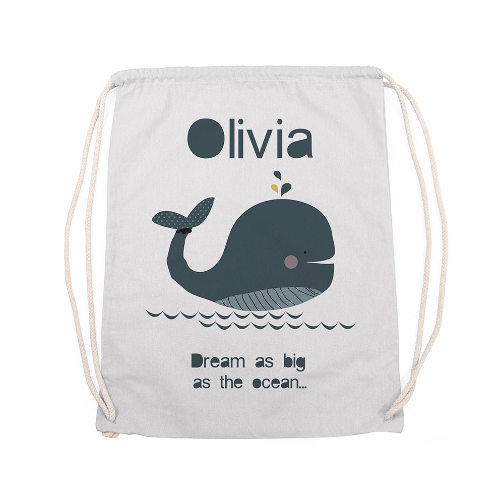 Personalised Children's Whale PE Kit Bag