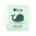 Personalised Children's Whale PE Kit Bag