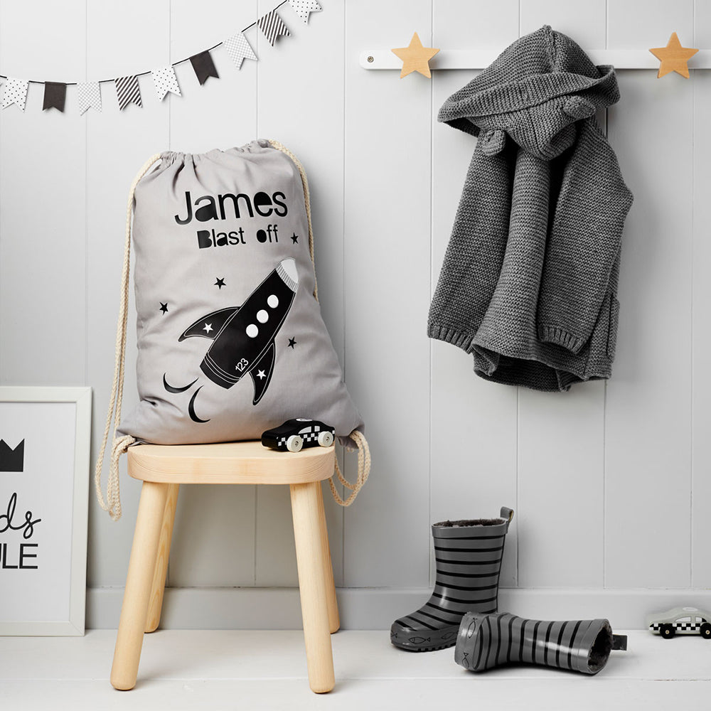 Personalised Children's Space Rocket PE Kit Bag