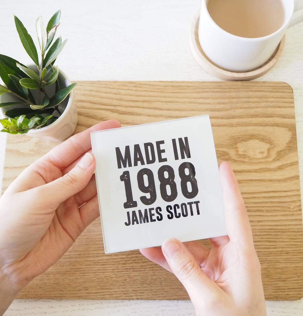 Personalised Birth Year Glass Coaster