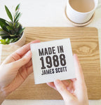 Personalised Birth Year Glass Coaster