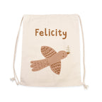 Personalised Woodland Bird Cotton Nursery Bag
