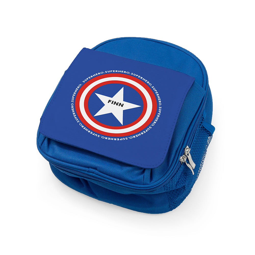 Personalised Superhero Blue Lunch Bag