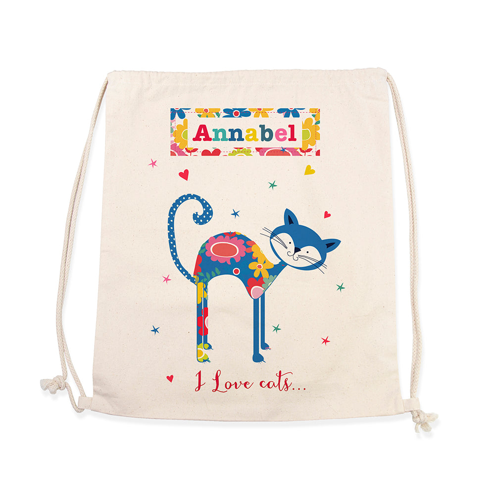 Personalised I Love Pets Cotton Nursery Bag