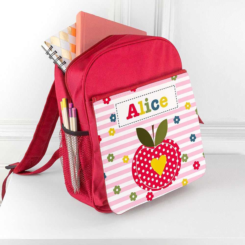Personalised Girl's Red Mini Rucksack