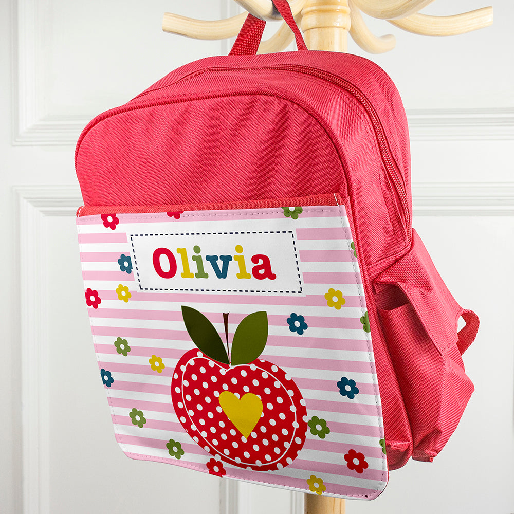 Personalised Girl's Red Mini Rucksack